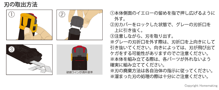 刃の取出方法
