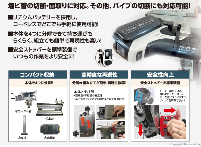 大見工業 塩ビ管コーナーカッター::VCC-200LB|ホームメイキング