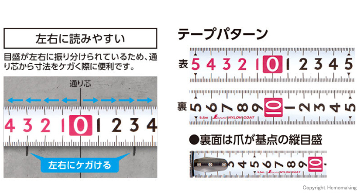 左右に読みやすい・テープパターン