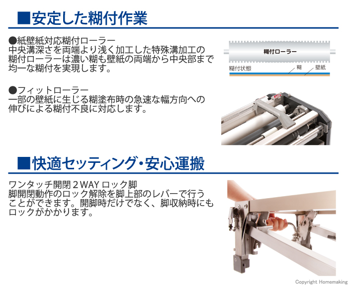 安定した糊付け作業・スムーズなセッティング