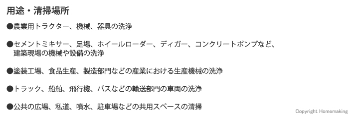 用途・清掃場所