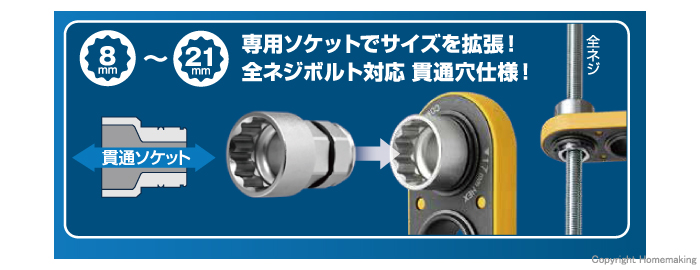 専用ソケットでサイズを拡張