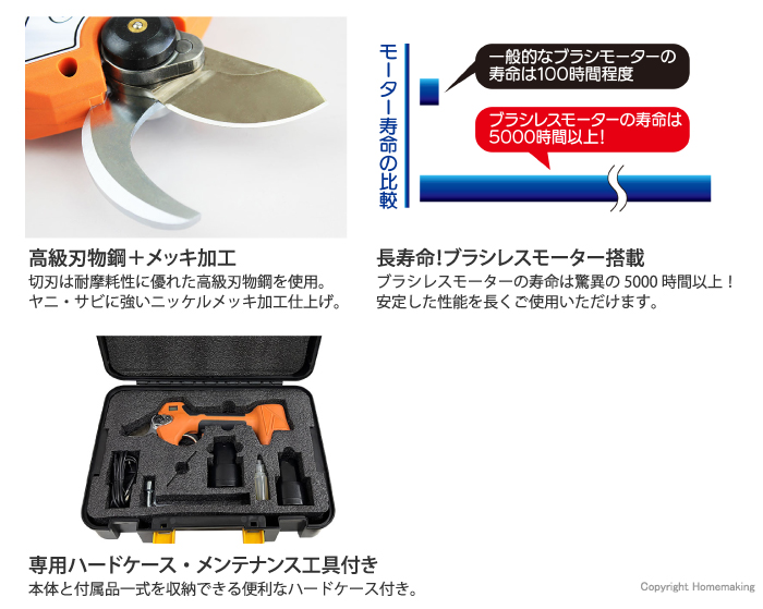 長寿命!ブラシレスモーター搭載