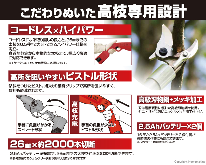 こだわりぬいた高枝専用設計