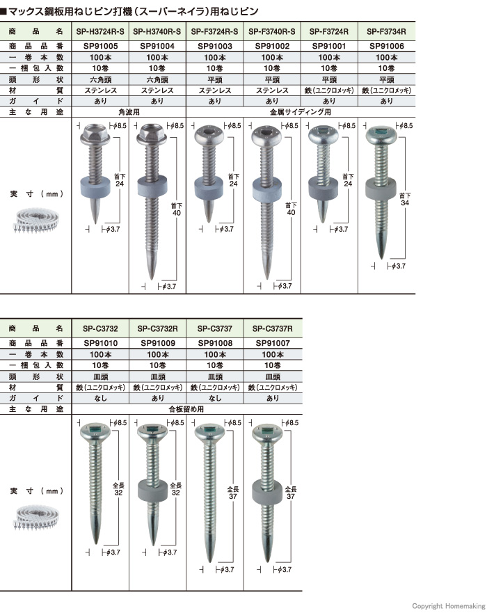 鋼板用ねじピン打機「HN-40SP1」専用ピン