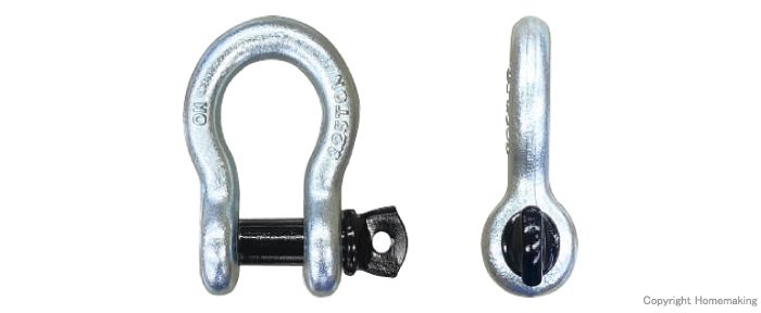 ピン脱落防止シャックル 弓型