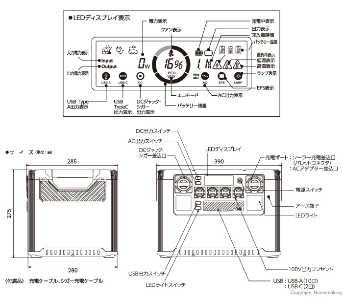 各部名称・サイズ