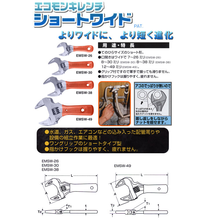 エコモンキレンチ　ショートワイド