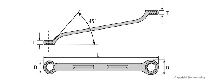 45度めがねレンチ　8×9mm