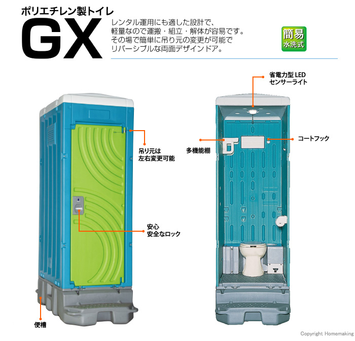 人気ブラドン 日野興業 仮設トイレ GX-WQP 簡易水洗式 陶器製 洋式便器