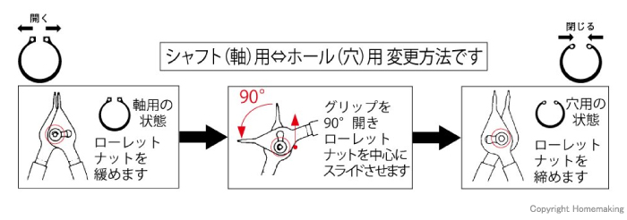 シャフト用→ホール用変更方法
