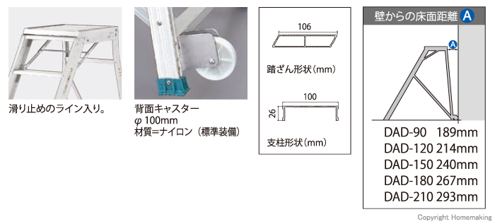 DAD専用手摺オプション　片側開口用背面　DAD-TKH110　17175 - 3