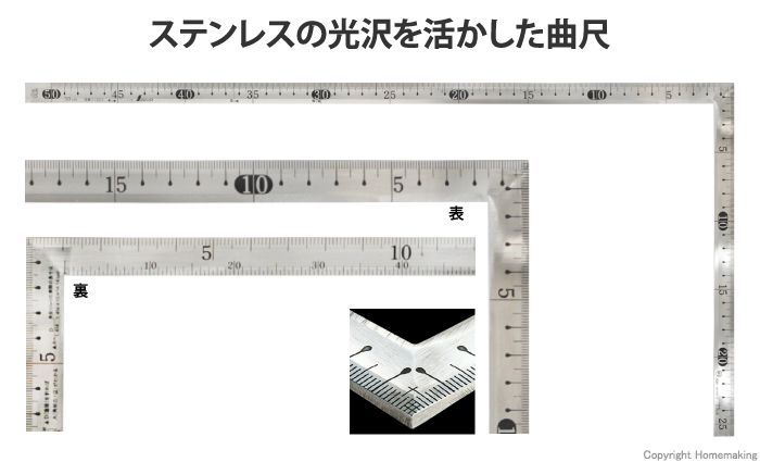 曲尺角厚 ステン 50cm 裏面角目 JIS