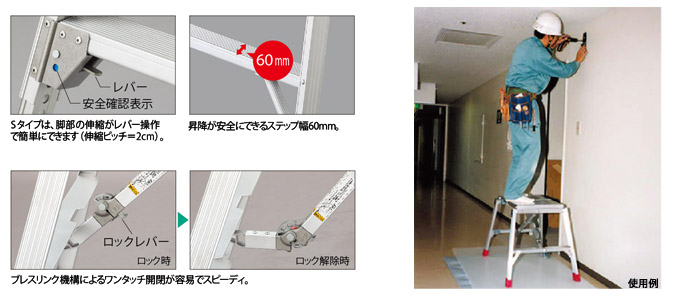 可搬式作業台 お立ち台 特長 可搬式作業台 お立ち台 特長