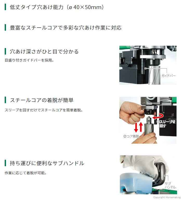 高級な ツールズショップヤマムラ京都HiKOKI ハイコーキ 旧日立 磁気ボール盤 BM40M2 100V