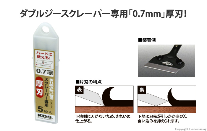 KDS スクレーパー専用厚刃 5枚入::HB-5SCL|ホームメイキング【電動工具・大工道具・工具・建築金物・発電機の卸値通販】