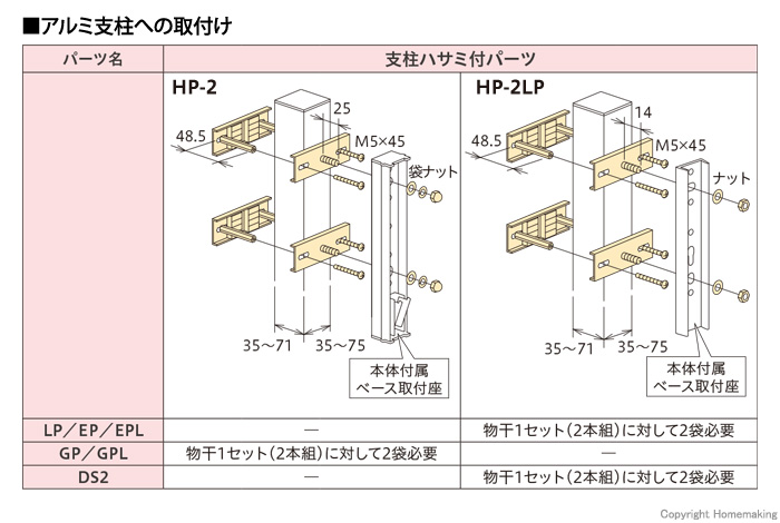 支柱ハサミ付パーツ