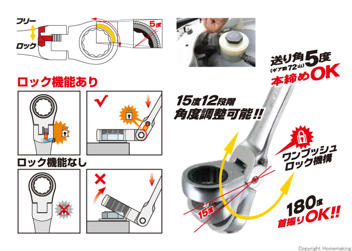 スエカゲツール フレックスロックギアレンチ 8mm: 他:FLG-08|ホーム