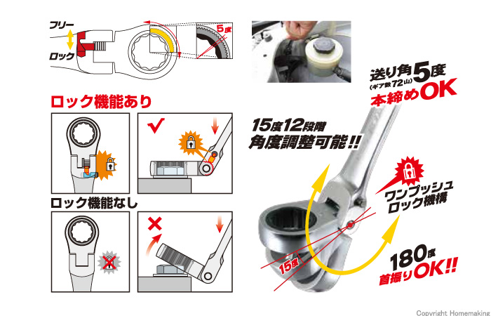 10本組フレックスロックギアレンチセット 10本組フレックスロックギアレンチセット