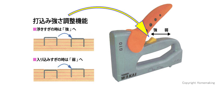 打込み強さ調整機能で簡単調節