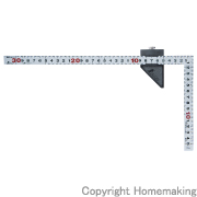 曲尺　平ぴた　シルバー　30cm　表裏同目　ストッパー付　JIS