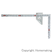 曲尺平ぴた　シルバー　30cm　表裏同目　曲尺用ストッパー金属製付　JIS