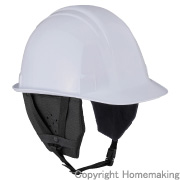 作業用ヘルメット取り付け式防寒用耳カバー(ヘッドバンド・アゴヒモ装着タイプ)