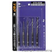 TOP 六角シャンク鉄工ドリル 5本セット(2.0、2.5、3.0、3.5、3.8mm