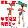 ギヤードトロリ結合式小型電気チェーンブロック　単相200V(無段変速)　60kg　揚程6m