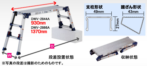 ピカ 四脚アジャスト式足場台 スタンダードタイプ・取手付き: 他:DWV